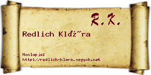 Redlich Klára névjegykártya